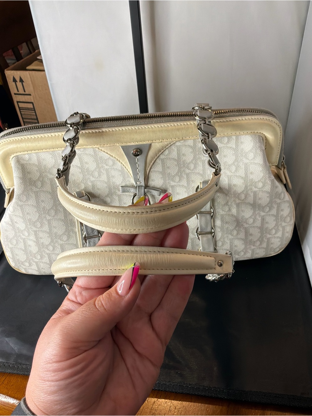 Dior Cream and Light Gray romantic trotter shoulder bag - Picture 6 of 10